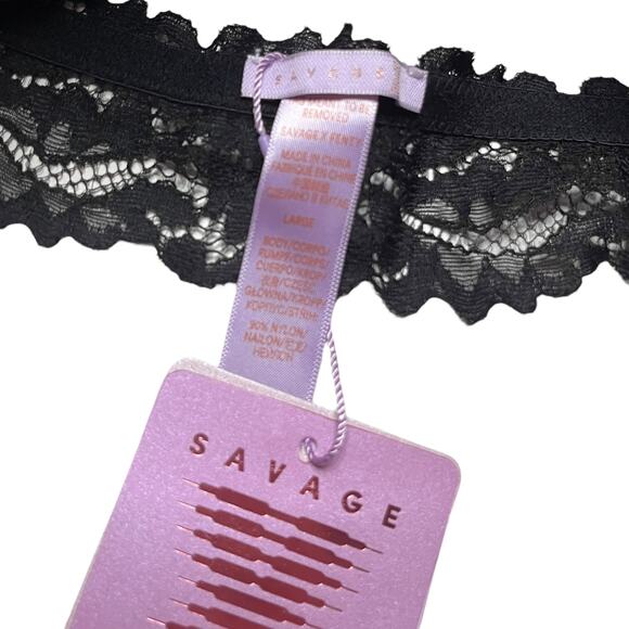 Savage X Fenty Dotted Mesh Bralette Black Size Large - Picture 2 of 3